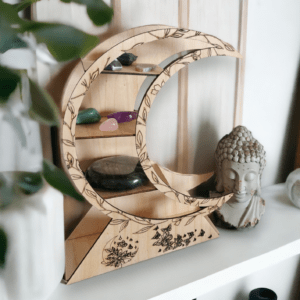 étagèere croissant lune en bois, création unique