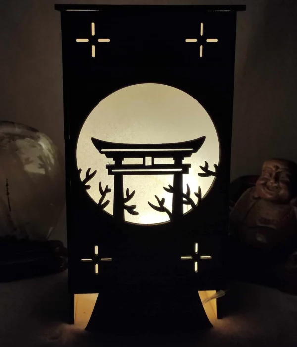 Lampe japonaise bois Torii nuit