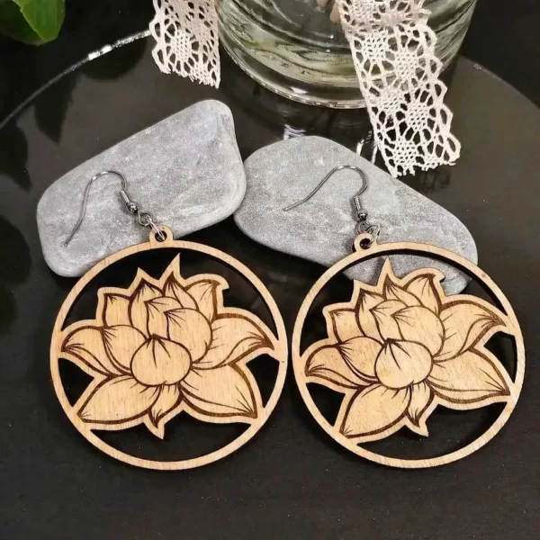 Boucles d'oreilles en bois Lotus